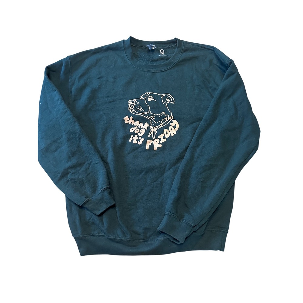 Thank Dog It's Friday Crewneck Sweatshirt GREEN